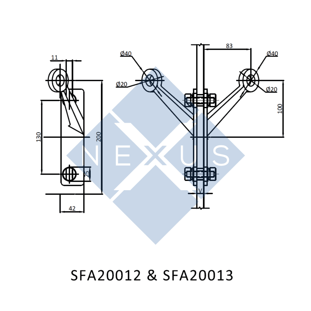 Spider System Routels Fin Type 2-Leg Spider, 90, Hole (Corner) - SFA20012 + SFA20013 - NEXUS