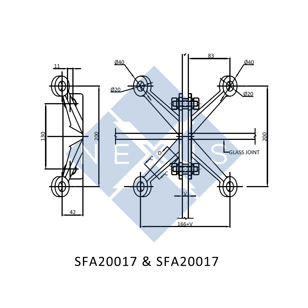 Spider System Routels Fin Type 4-Leg Spider, Hole (Corner) - SFA20017 + SFA20017 - NEXUS