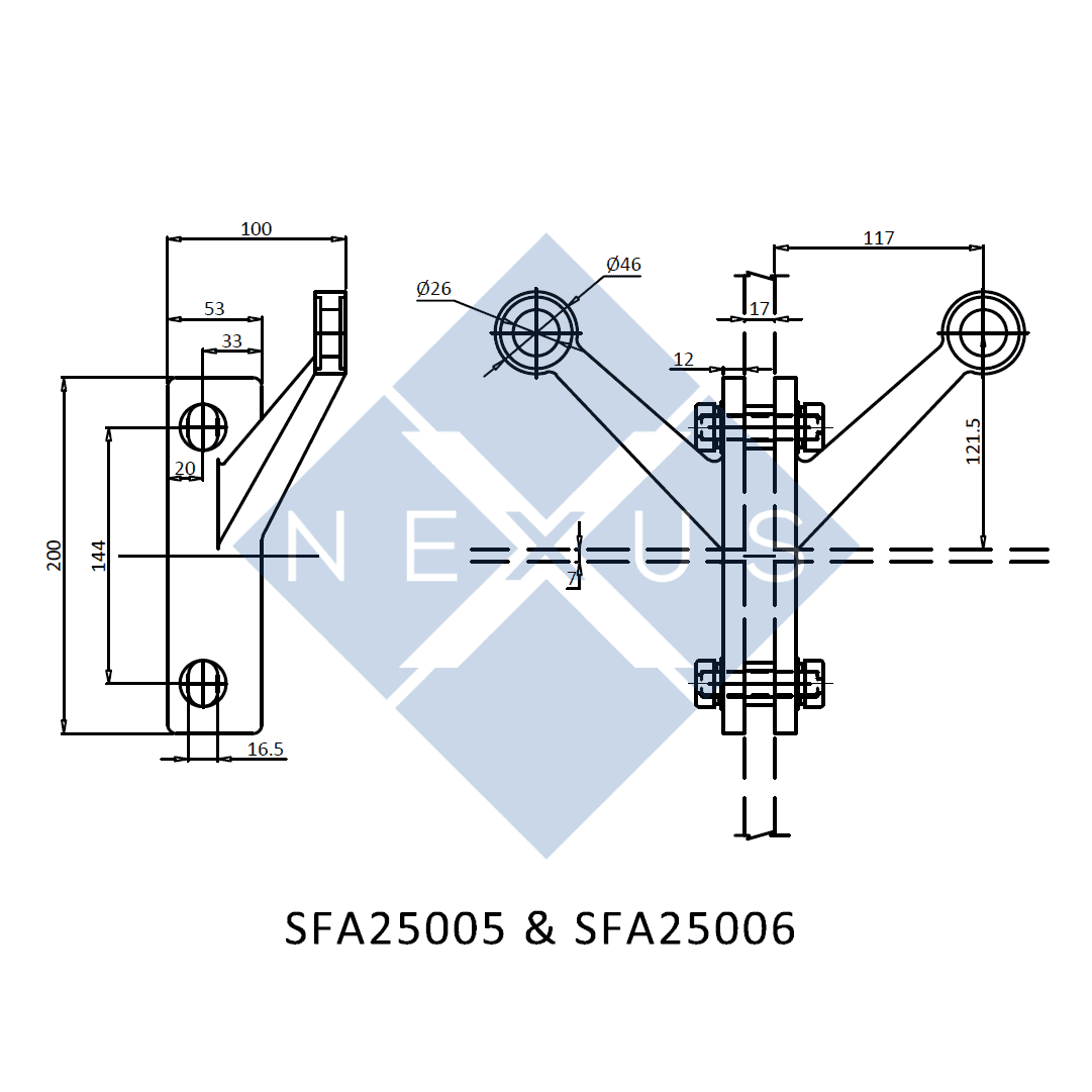 Spider Routels Fin Type 2-Leg Spider, 90, Hole - SFA25005 + SFA25006 - NEXUS