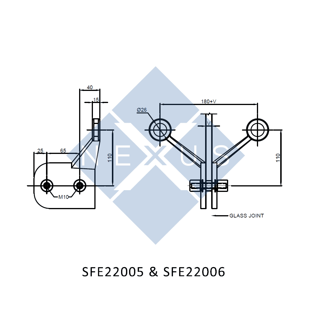 Spider Routels Fin Type 2-Leg Spider, 90, Hole - SFE22005 + SFE22006 - NEXUS